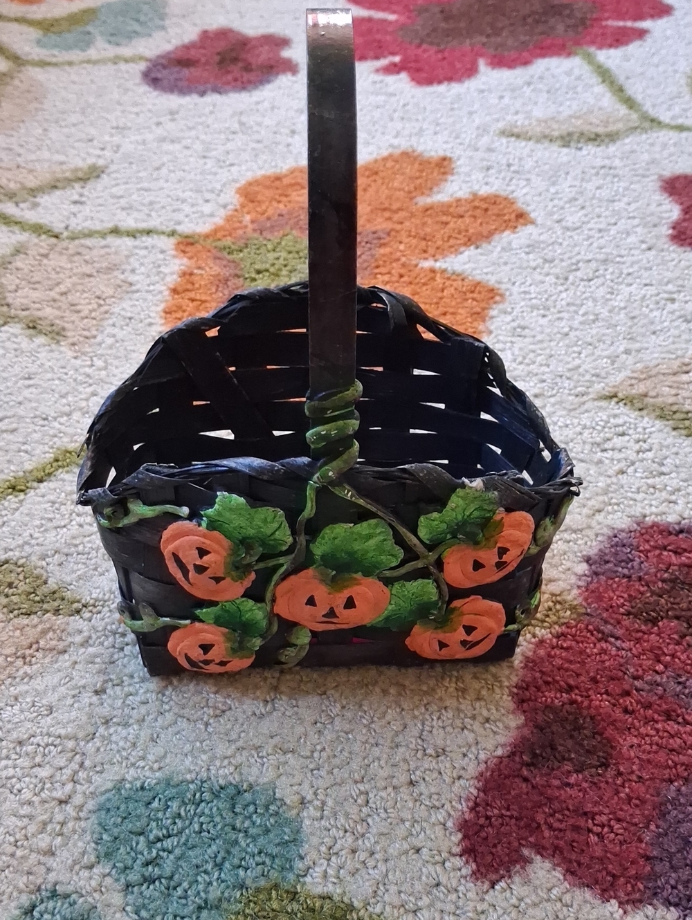 Black & Orange Pumpkin Trick-or-Treat Basket for Kids